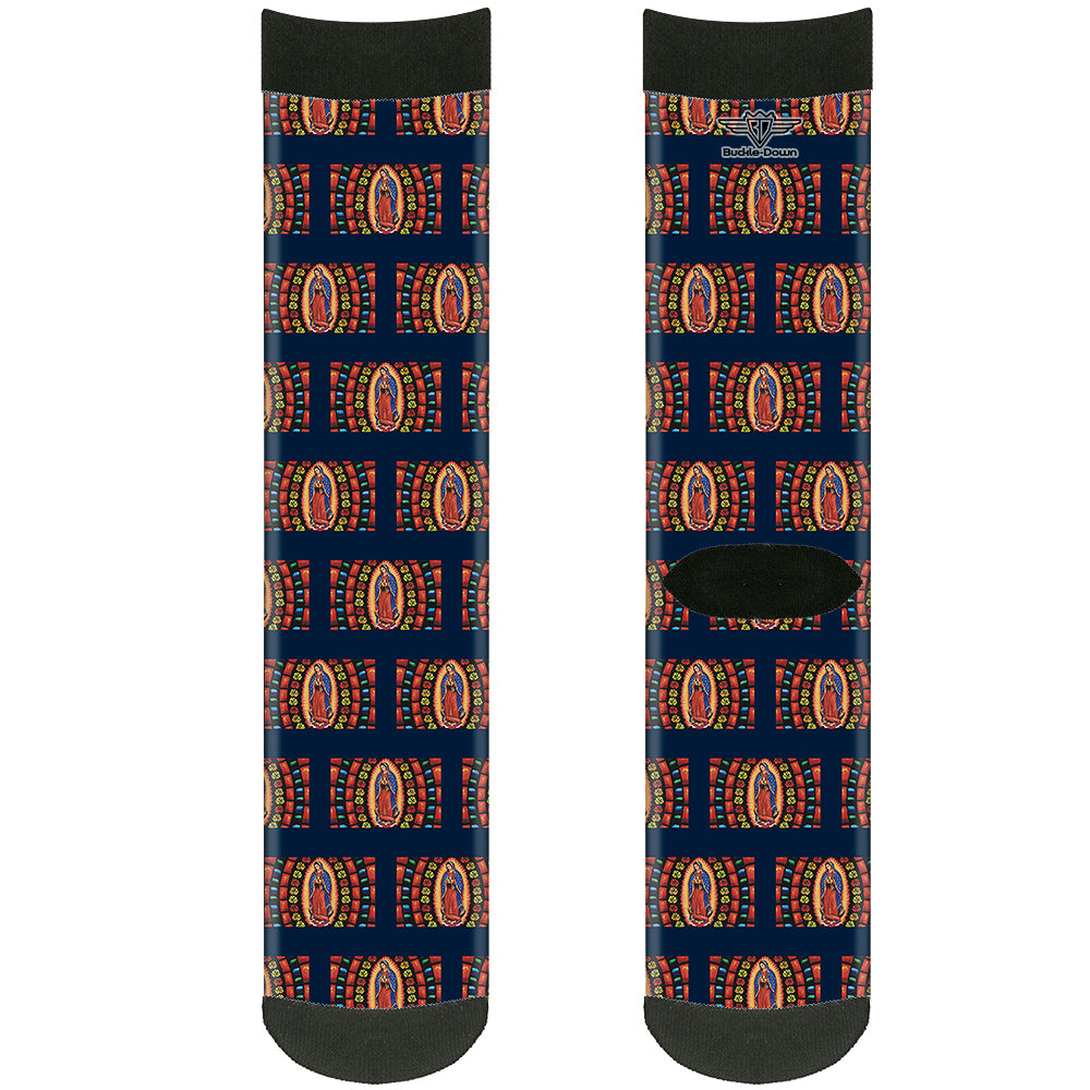 Sock Pair - Polyester - Virgen de Guadalupe - CREW Socks Buckle-Down   