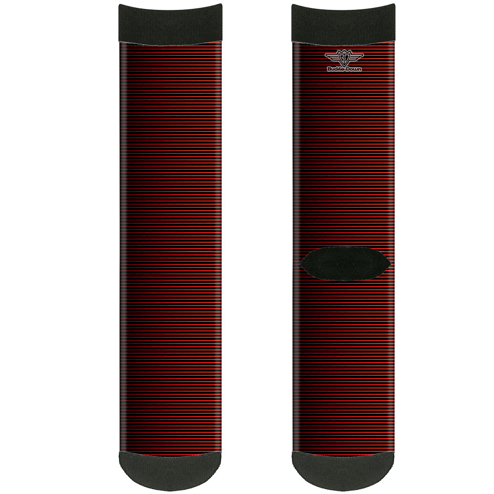 Sock Pair - Polyester - Vertical Stripes Transition Black/Red - CREW Socks Buckle-Down   
