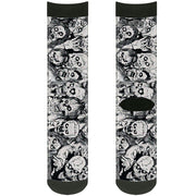 Sock Pair - Polyester - Zombie Skulls Sketch - CREW Socks Buckle-Down   