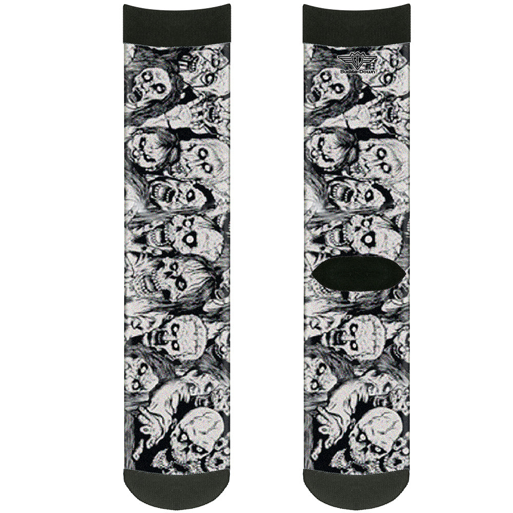 Sock Pair - Polyester - Zombie Skulls Sketch - CREW Socks Buckle-Down   