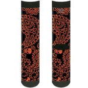 Sock Pair - Polyester - Bandana/Skulls Black/Orange - CREW Socks Buckle-Down   