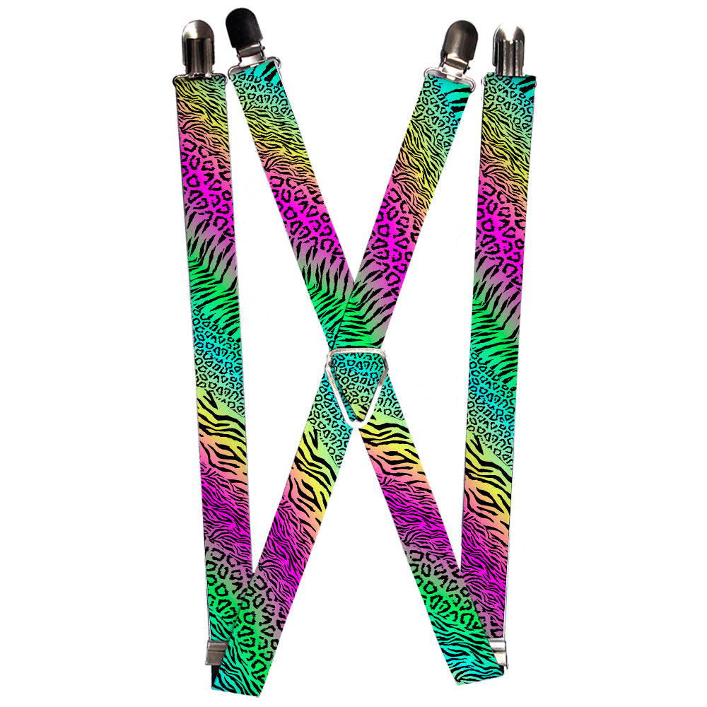 Suspenders - 1.0" - Animal Skins Rainbow/Black Suspenders Buckle-Down   