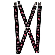 Suspenders - 1.0" - Angry Girl Black/Pink Suspenders Buckle-Down   