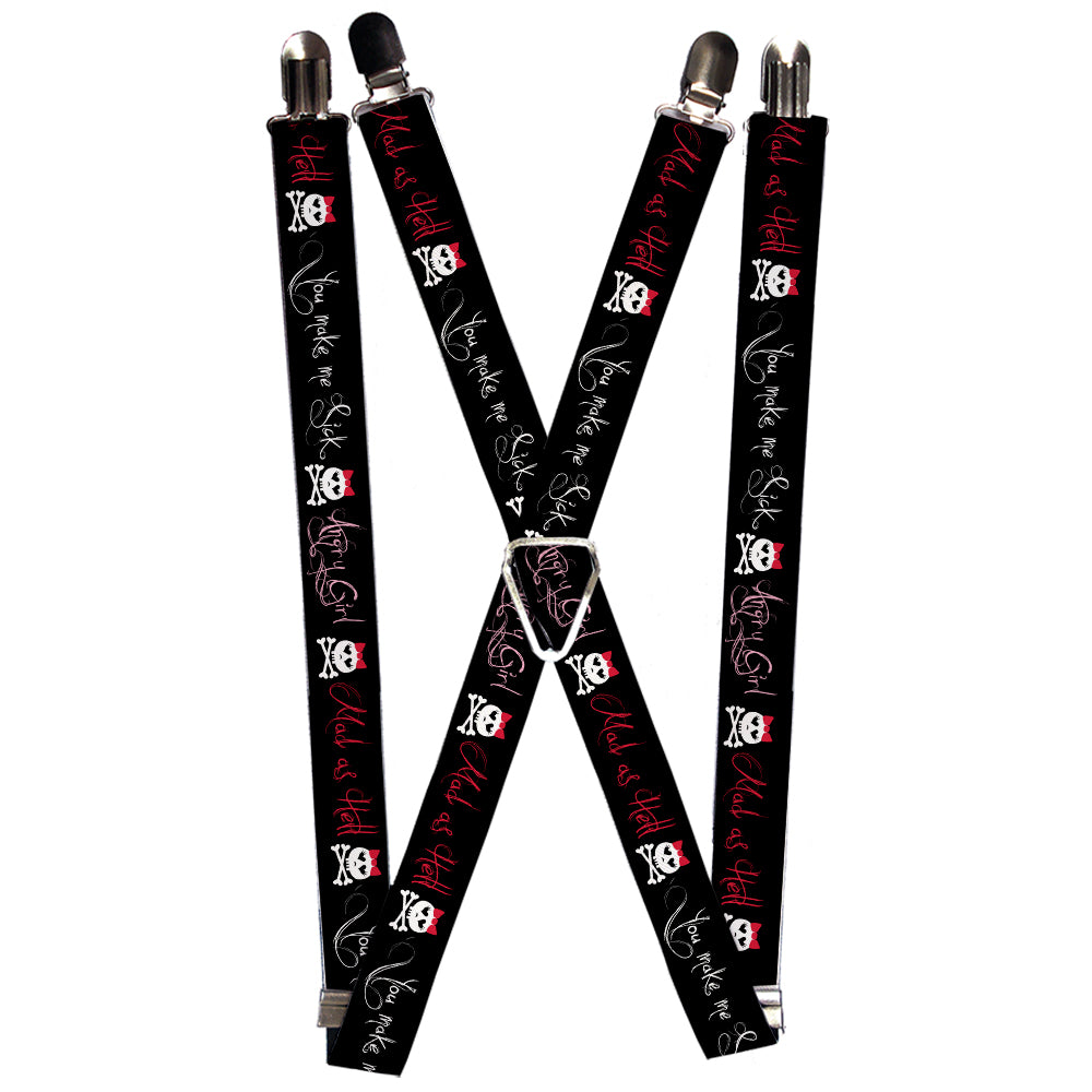 Suspenders - 1.0" - Angry Girl/Mad As Hell/You Make Me Sick Suspenders Buckle-Down   