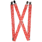 Suspenders - 1.0" - Bandana/Skulls Red/White Suspenders Buckle-Down   