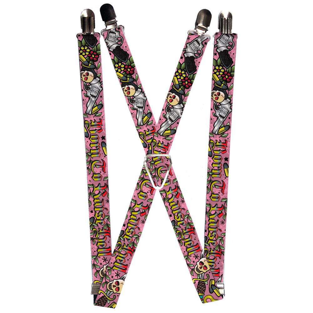 Suspenders - 1.0" - Born to Raise Hell Pink Suspenders Buckle-Down   