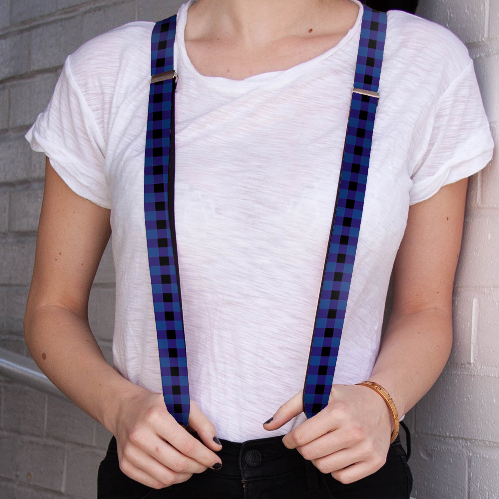 Suspenders - 1.0" - Buffalo Plaid Black/Blue Suspenders Buckle-Down   