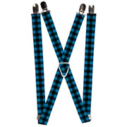 Suspenders - 1.0" - Buffalo Plaid Black/Turquoise Suspenders Buckle-Down   