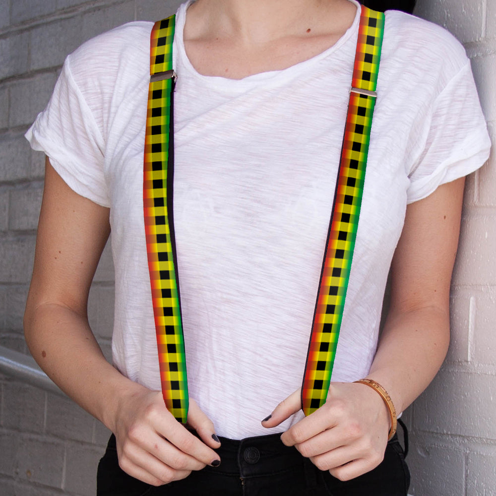 Suspenders - 1.0" - Buffalo Plaid Rasta Suspenders Buckle-Down   