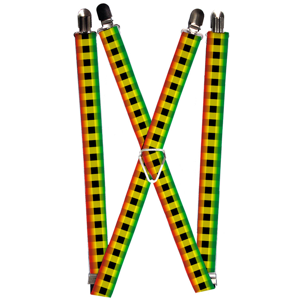 Suspenders - 1.0" - Buffalo Plaid Rasta Suspenders Buckle-Down   
