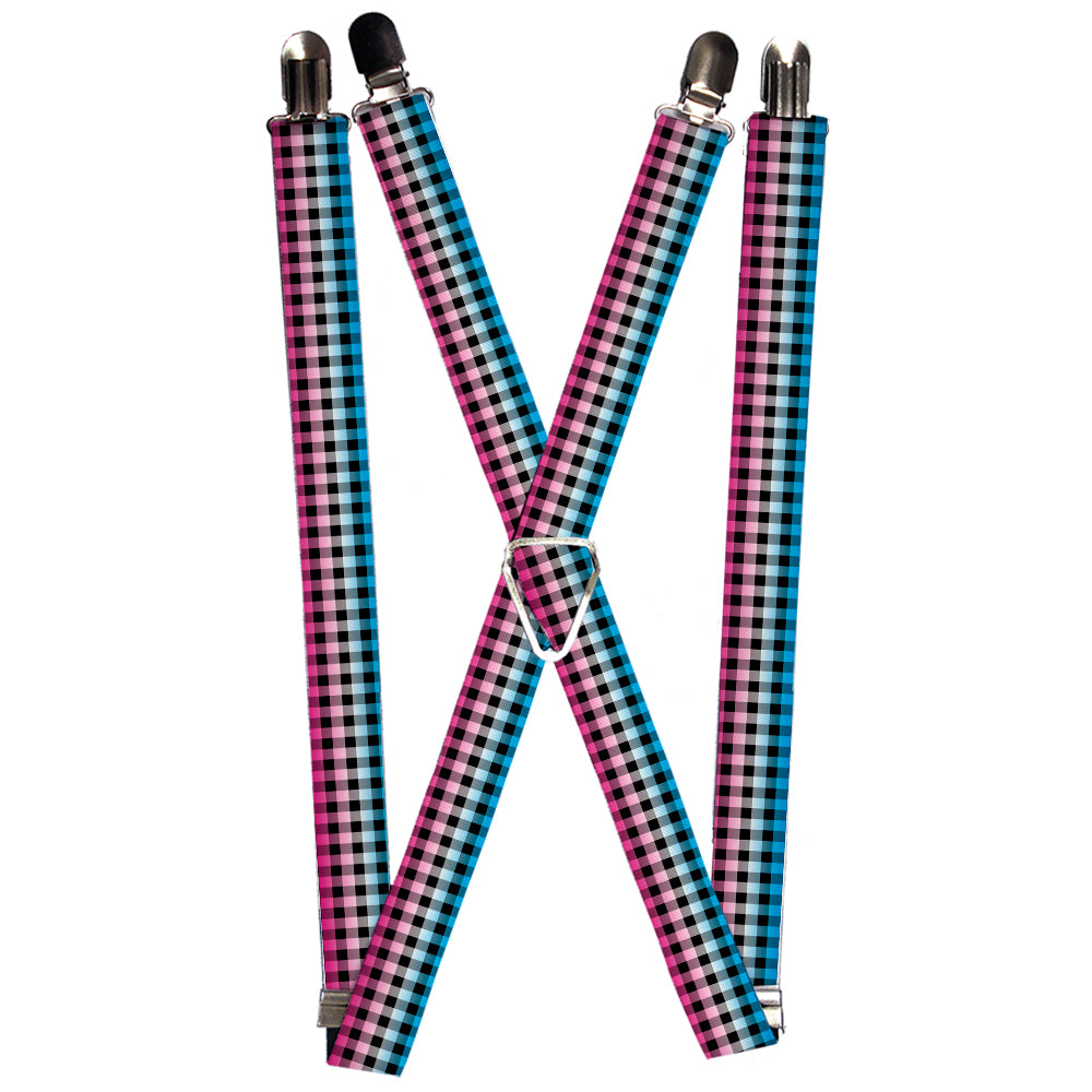 Suspenders - 1.0" - Buffalo Plaid Turquoise/Fuchsia Fade Suspenders Buckle-Down   
