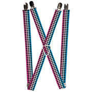 Suspenders - 1.0" - Buffalo Plaid Turquoise/Fuchsia Fade Suspenders Buckle-Down   