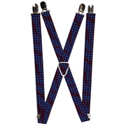 Suspenders - 1.0" - Buffalo Plaid Abstract White/Black/Turquoise Suspenders Buckle-Down   