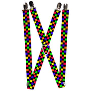 Suspenders - 1.0" - Checker Black/Multi Neon Suspenders Buckle-Down   