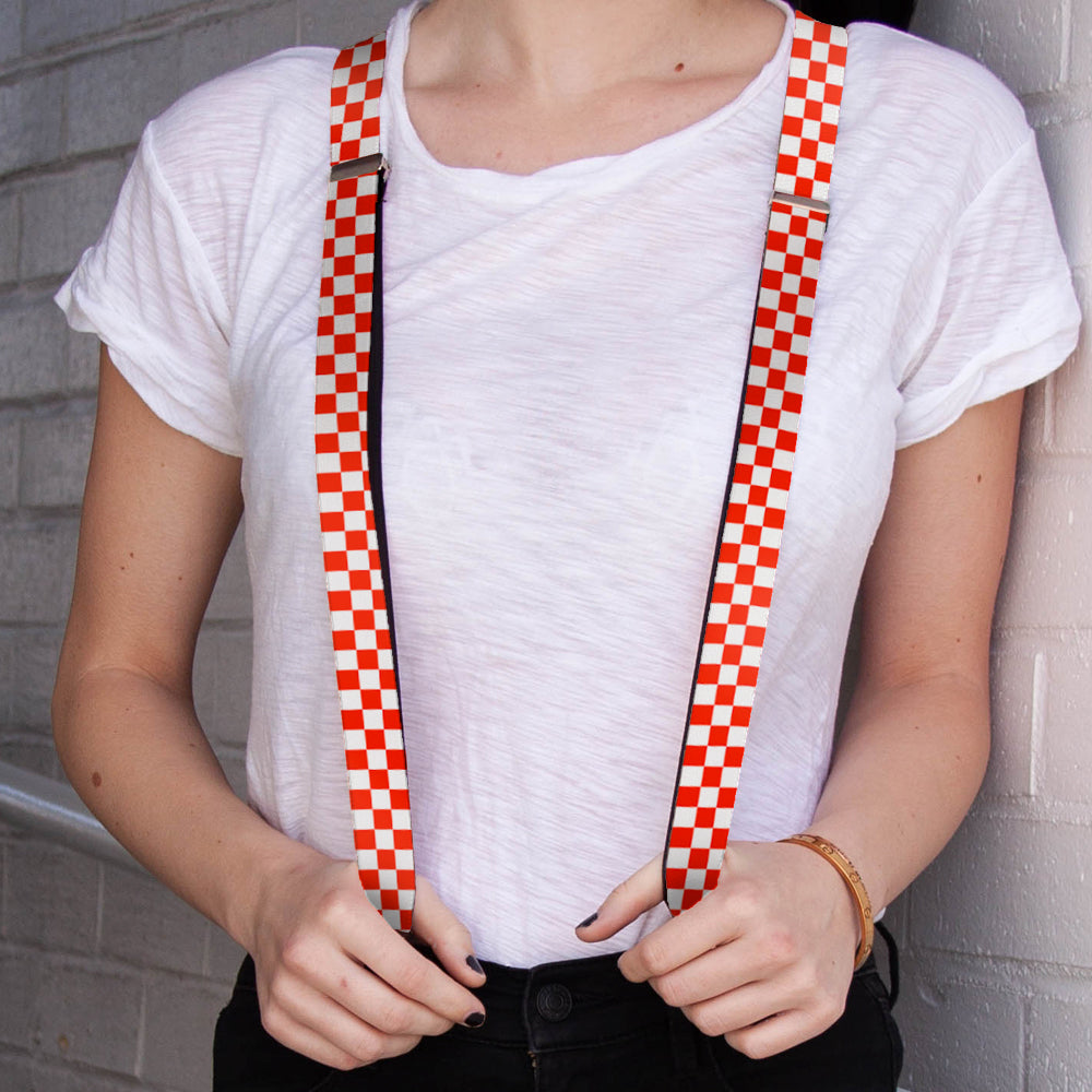 Suspenders - 1.0" - Checker Red/White Suspenders Buckle-Down   
