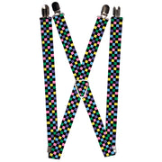 Suspenders - 1.0" - Checker Black/Multi Pastel Suspenders Buckle-Down   