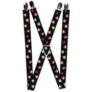 Suspenders - 1.0" - Cupcake Sprinkles Black/Multi Color Suspenders Buckle-Down   