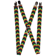Suspenders - 1.0" - Chevron Weave Black/Rasta Suspenders Buckle-Down   