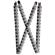 Suspenders - 1.0" - Checker & Stripe Skulls Black/White/Gray Suspenders Buckle-Down   