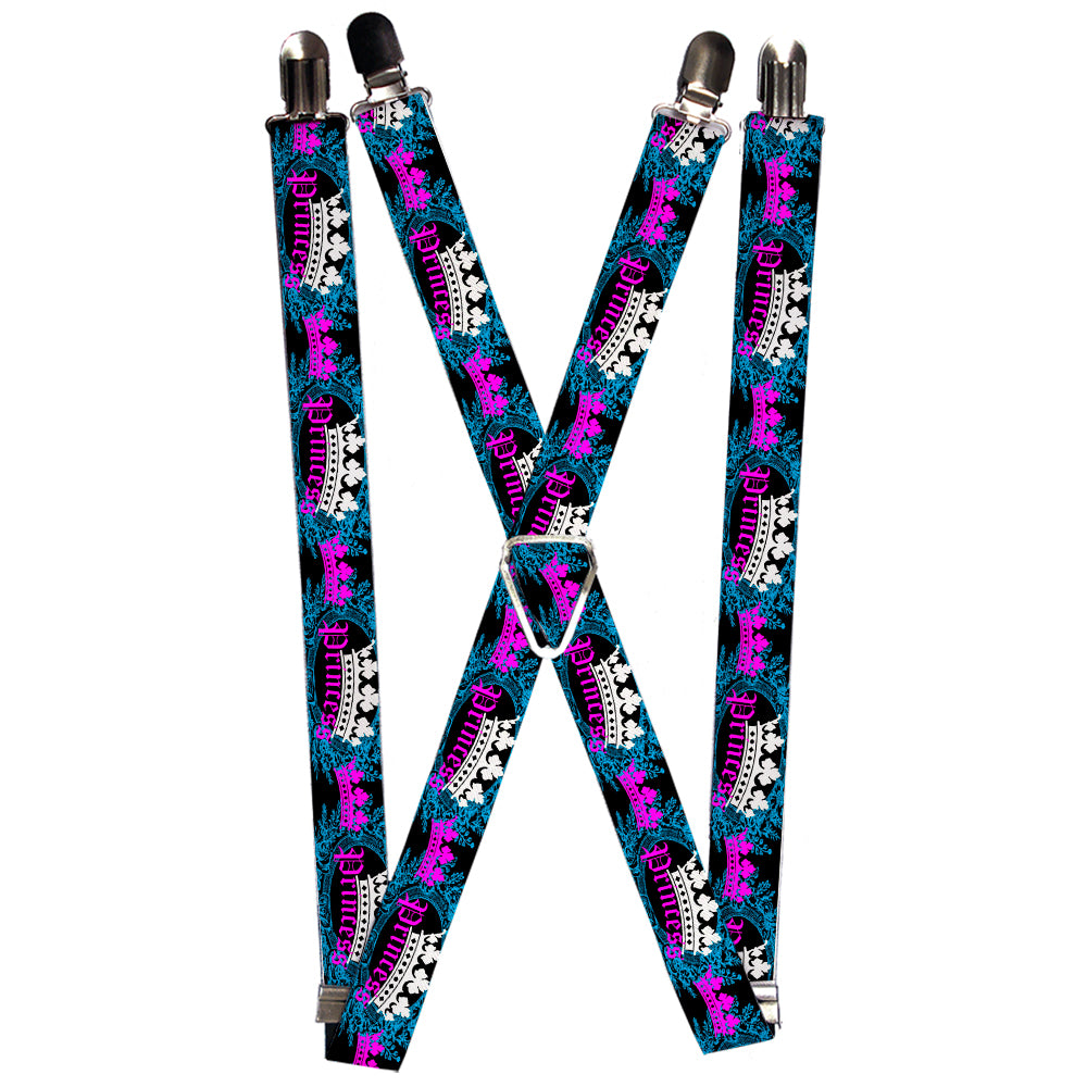 Suspenders - 1.0" - Crown Princess Oval Black/Turquoise Suspenders Buckle-Down   