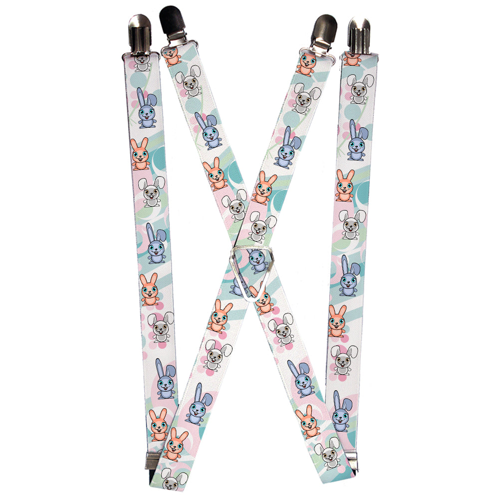 Suspenders - 1.0" - Cute Bunnies Multi Pastel Suspenders Buckle-Down   