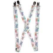 Suspenders - 1.0" - Cute Bunnies Multi Pastel Suspenders Buckle-Down   