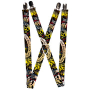 Suspenders - 1.0" - Dead Men Tell No Tales Black Suspenders Buckle-Down   