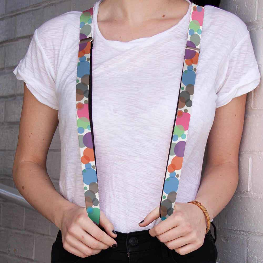 Suspenders - 1.0" - Dots White/Transparent Multi Color Suspenders Buckle-Down   