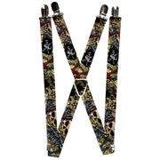 Suspenders - 1.0" - Dead Men Tell No Tales CLOSE-UP Tan Suspenders Buckle-Down   