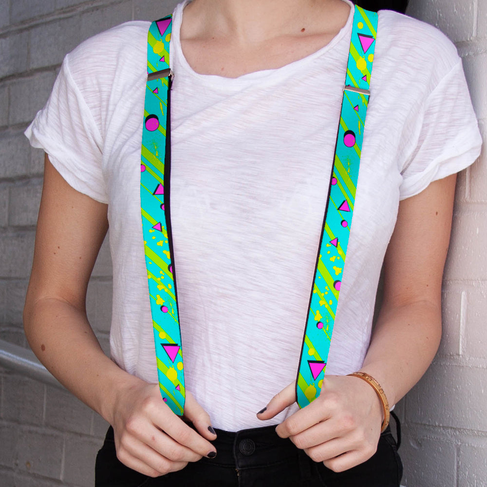 Suspenders - 1.0" - Eighties Party Blue/Yellow/Pink Suspenders Buckle-Down   