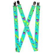 Suspenders - 1.0" - Eighties Party Blue/Yellow/Pink Suspenders Buckle-Down   