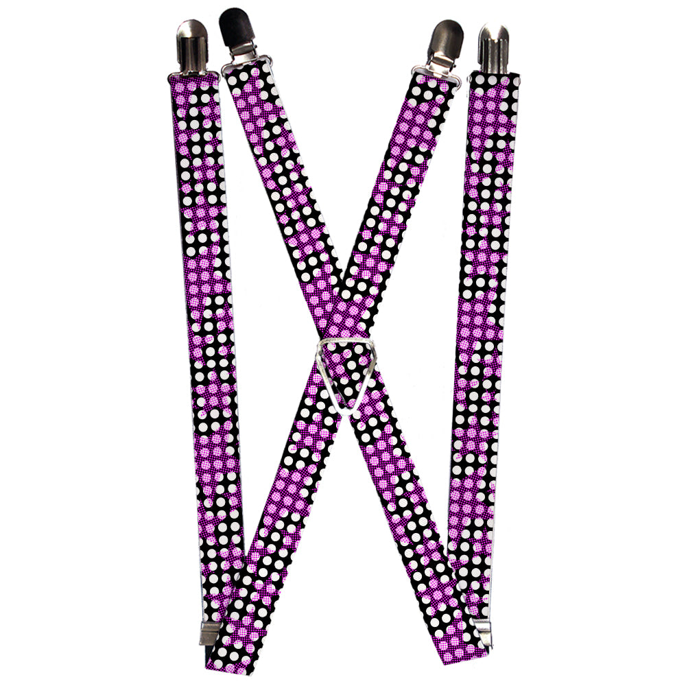 Suspenders - 1.0" - Eighties Stars1 Black/White/Fuchsia Suspenders Buckle-Down   