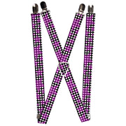 Suspenders - 1.0" - Eighties Stars1 Black/White/Fuchsia Suspenders Buckle-Down   