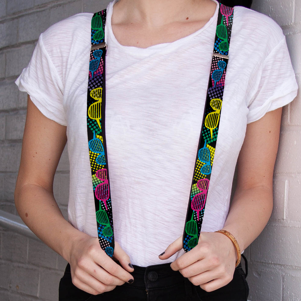 Suspenders - 1.0" - Eighties Shades Black/Neon Suspenders Buckle-Down   