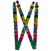 Suspenders - 1.0" - Eighties Shades Tapes Black/Neon Suspenders Buckle-Down   