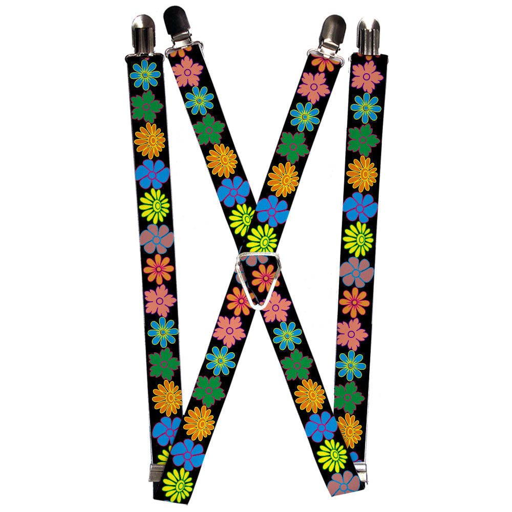 Suspenders - 1.0" - Flowers Black/Multi Color Suspenders Buckle-Down   