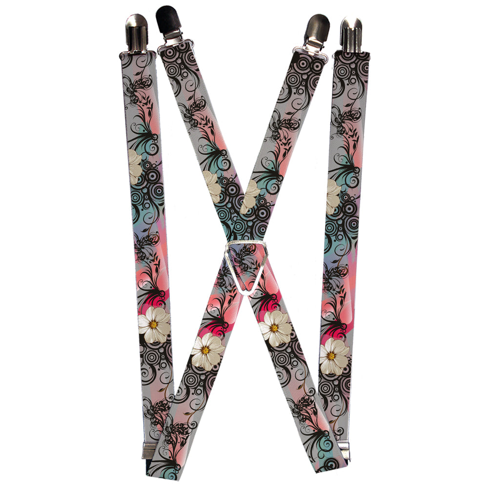 Suspenders - 1.0" - Flowers w/Filigree Pink Suspenders Buckle-Down   