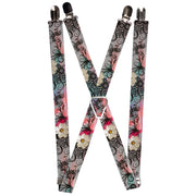 Suspenders - 1.0" - Flowers w/Filigree Pink Suspenders Buckle-Down   