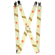 Suspenders - 1.0" - Fleur-de-Lis2 Stripes Tan/Orange/Brown/Green Suspenders Buckle-Down   