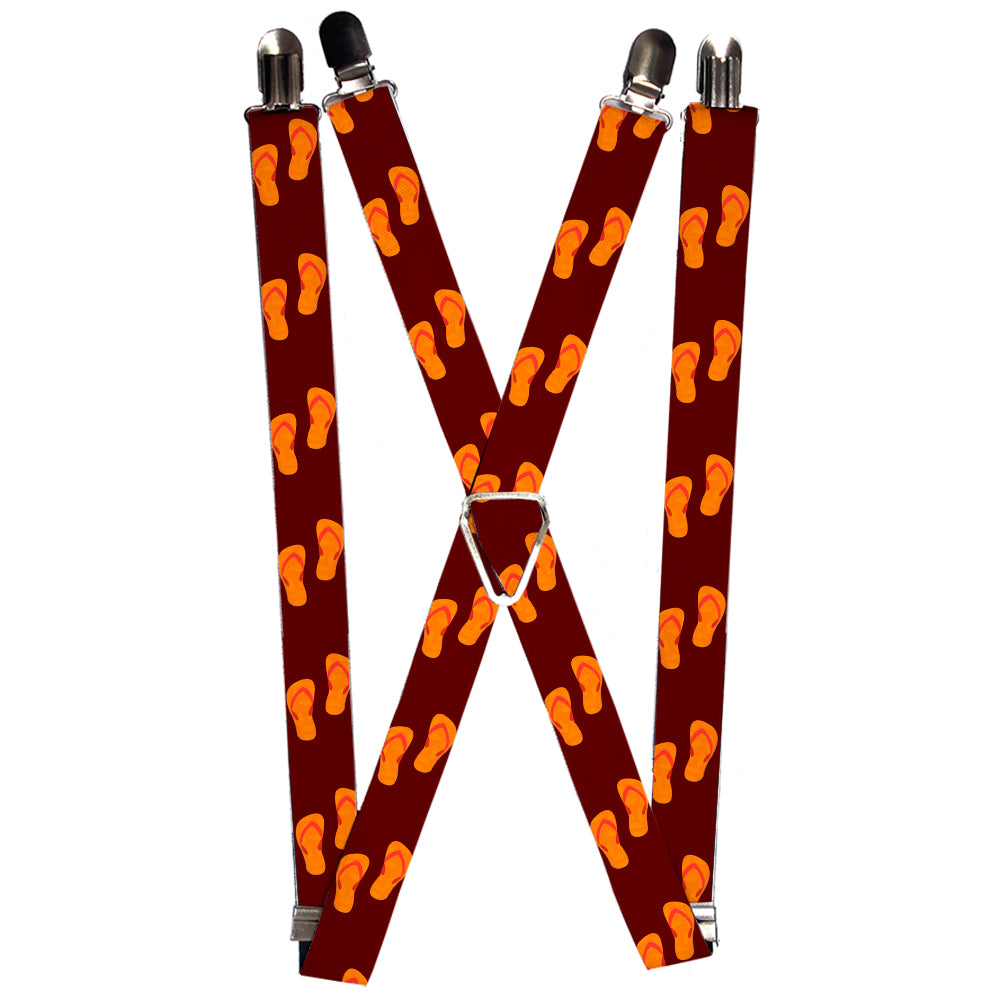 Suspenders - 1.0" - Flip Flops Burgundy/Orange Suspenders Buckle-Down   