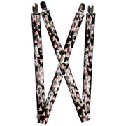 Suspenders - 1.0" - Flying Pigs Black/White/Pink Suspenders Buckle-Down   