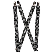 Suspenders - 1.0" - Floral Collage Black/Gray/White Suspenders Buckle-Down   