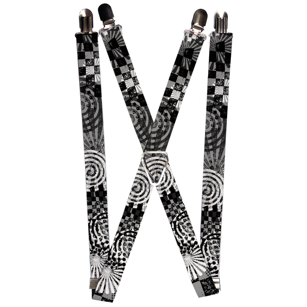 Suspenders - 1.0" - Grunge Chaos Black/White Suspenders Buckle-Down   