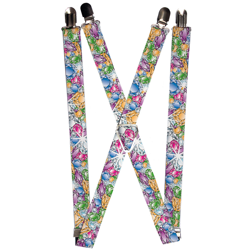 Suspenders - 1.0" - Gems Stacked Multi Color Suspenders Buckle-Down   