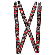 Suspenders - 1.0" - Girlie Skull Black/Red Suspenders Buckle-Down   