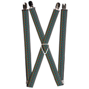 Suspenders - 1.0" - Geometric5 Gray/Teal/White/Pink/Yellow Suspenders Buckle-Down   
