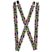 Suspenders - 1.0" - Houndstooth Black/White/Multi Neon Suspenders Buckle-Down   