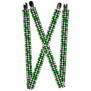 Suspenders - 1.0" - Houndstooth Black/White/Neon Green Suspenders Buckle-Down   