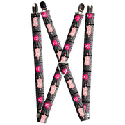 Suspenders - 1.0" - Hot Beat Bot Pink Suspenders Buckle-Down   