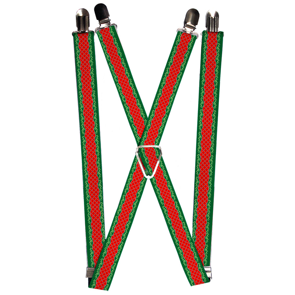 Suspenders - 1.0" - Holiday Trim Stripe Green/Red Suspenders Buckle-Down   